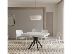 Mesa extensible 120/224x90 cm Dolcezza efecto madera fresno blanco patas antracita