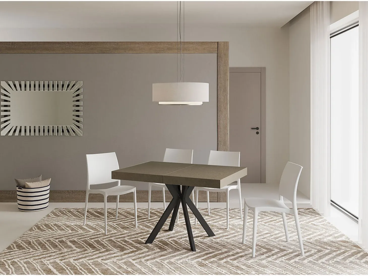 Mesa extensible 120/224x90 cm Dolcezza gris paloma patas antracita