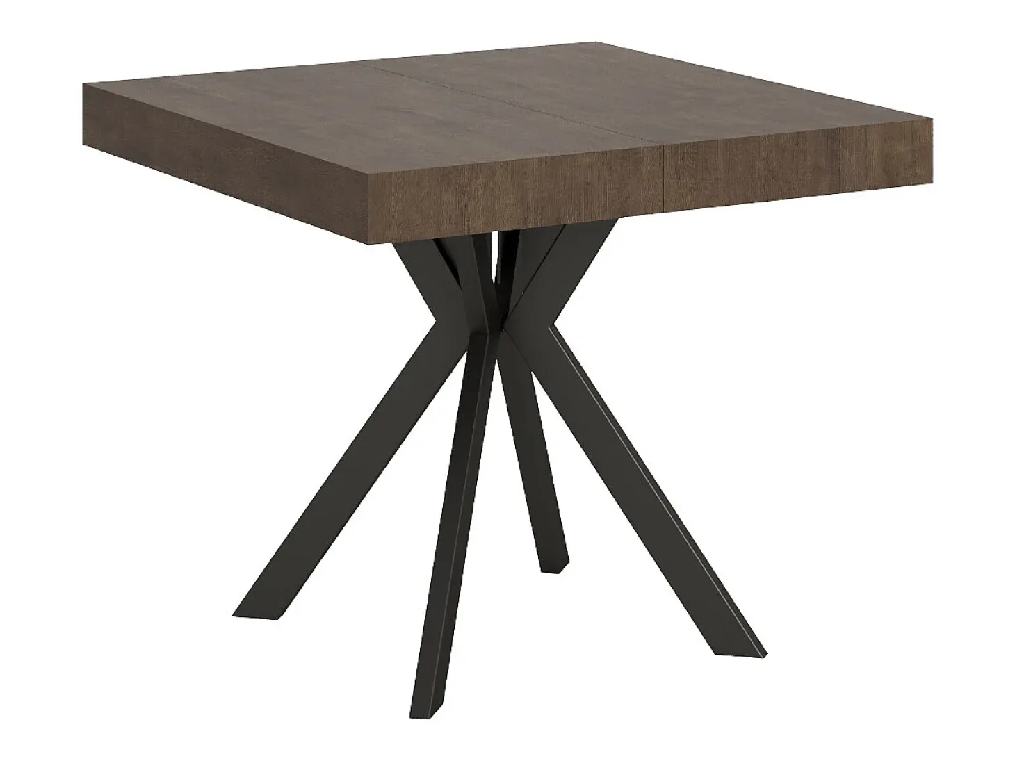 Mesa extensible 90/194x90 cm Dolcezza efecto madera nogal patas antracita