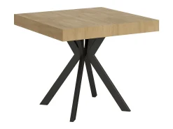 Mesa extensible 90/194x90 cm Dolcezza efecto madera roble natural patas antracita