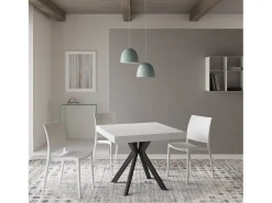 Mesa extensible 90/194x90 cm Dolcezza efecto madera fresno blanco patas antracita