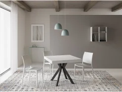 Mesa extensible 90/194x90 cm Dolcezza efecto madera fresno blanco patas antracita