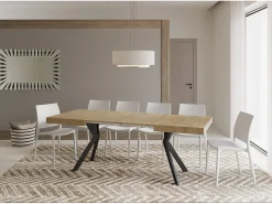 Mesa extensible 120/224x90 cm Dolcezza efecto madera roble natural patas antracita