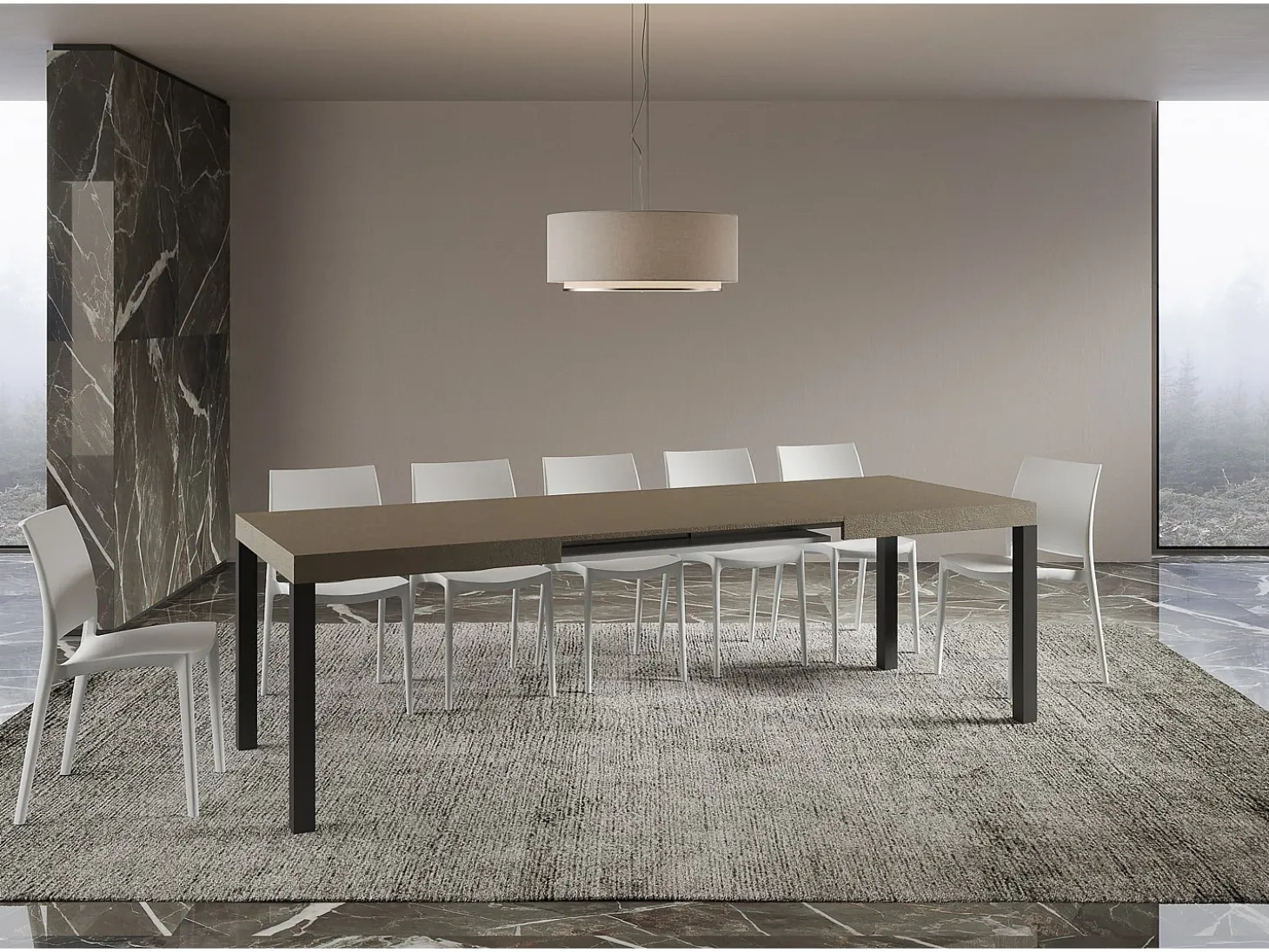 Mesa extensible 160/420x90 cm Everyday gris paloma patas antracita