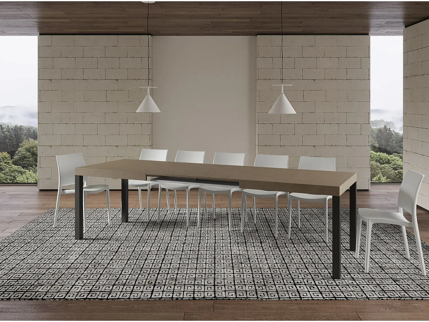 Mesa extensible 90x200/460 cm Everyday gris paloma patas antracita