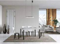 Mesa extensible 90x130/390 cm Everyday Premium Fresno Blanco estructura Antracita