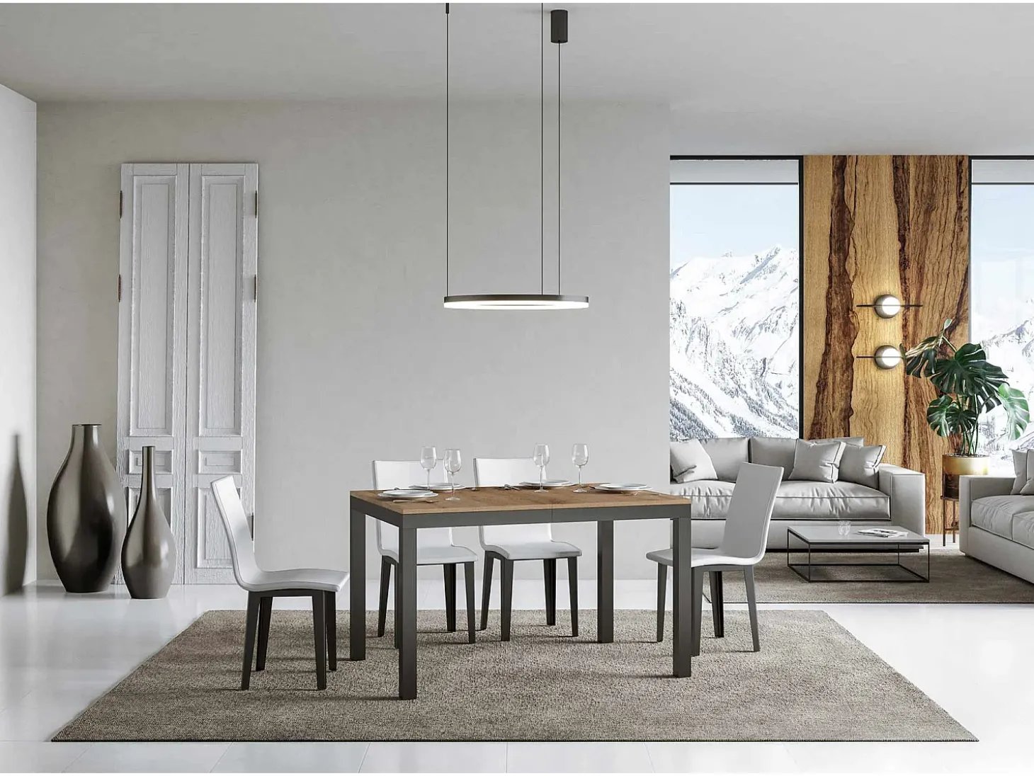 Mesa extensible 120/380x90 cm Everyday Evolution roble natural estructura et patas antracita
