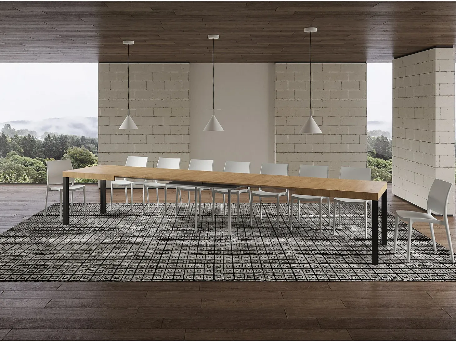 Mesa extensible 200/460x90 cm Everyday roble natural patas antracita