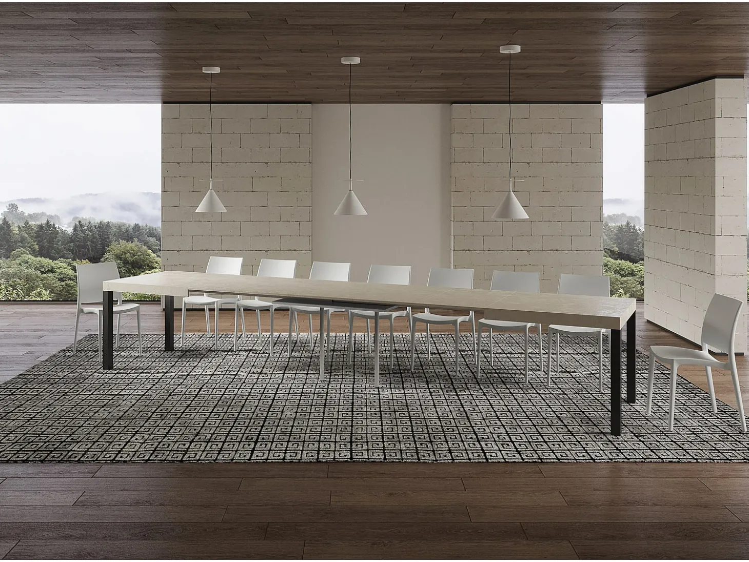 Mesa extensible 200/460x90 cm Everyday cachemira patas antracita