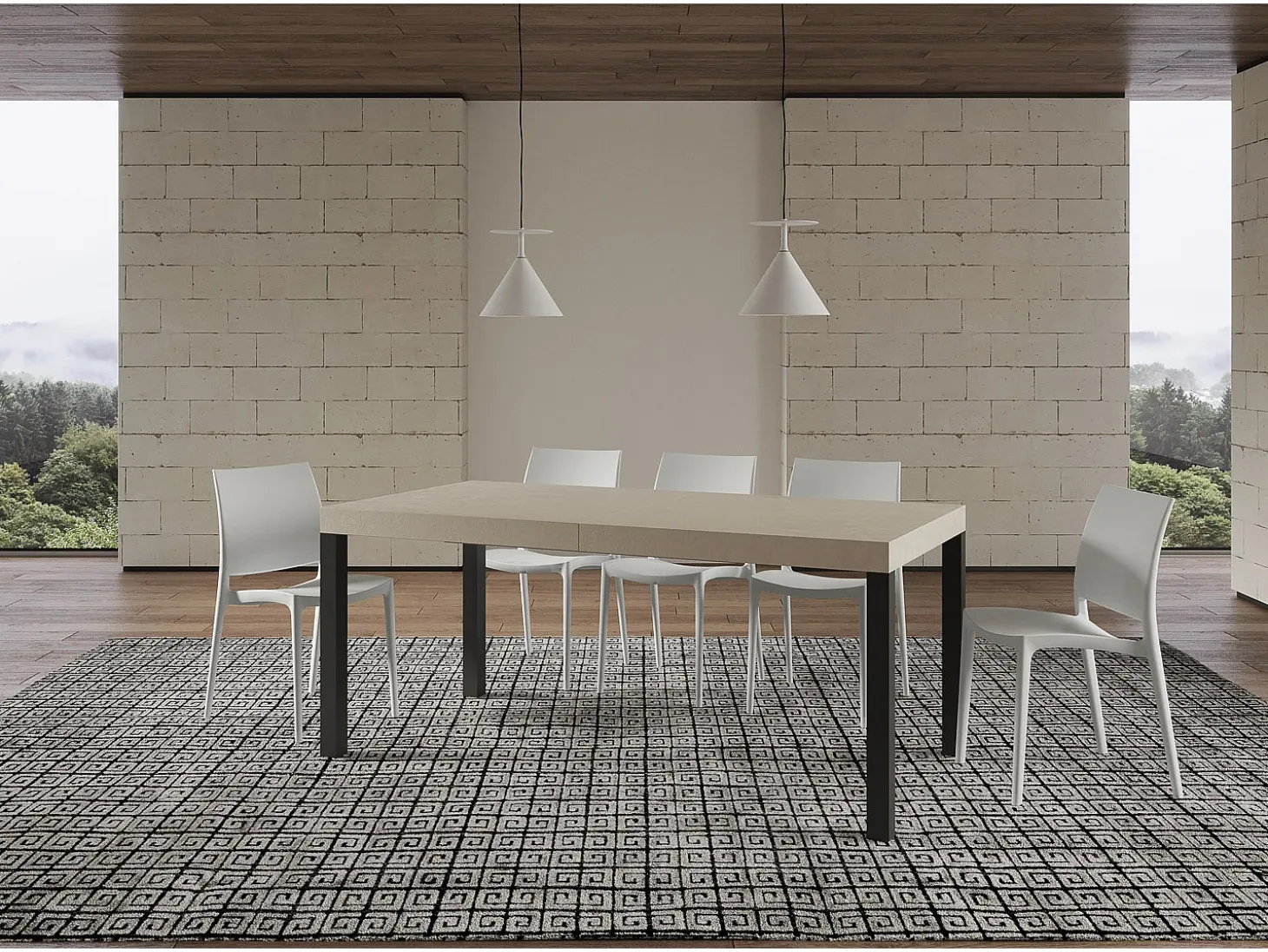 Mesa extensible 180/284x90 cm Everyday cachemira patas antracita