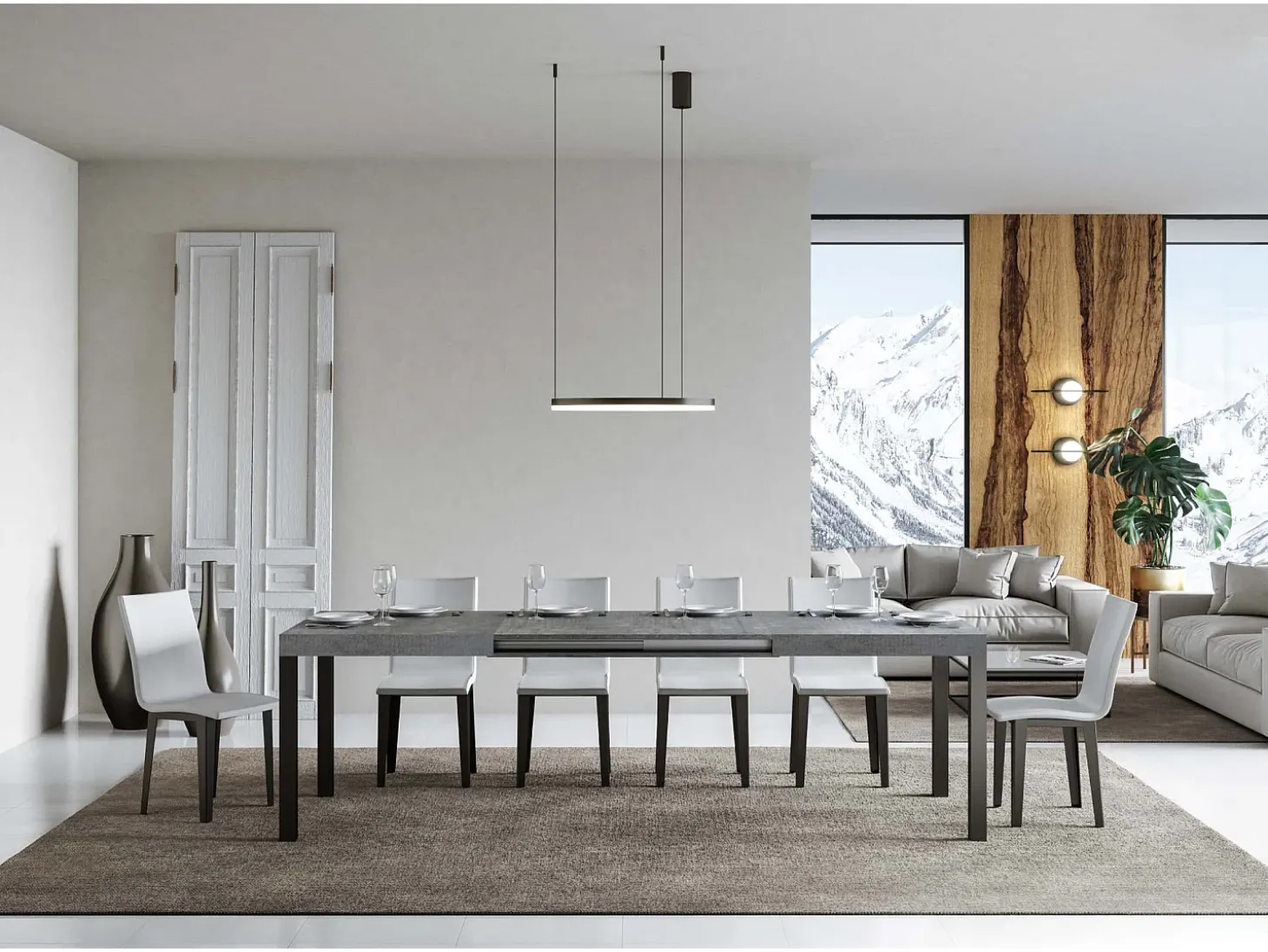 Mesa extensible 160/244x80 cm Everyday cemento patas antracita