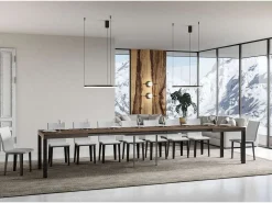 Mesa extensible 130/390x90 cm Everyday nogal patas antracita