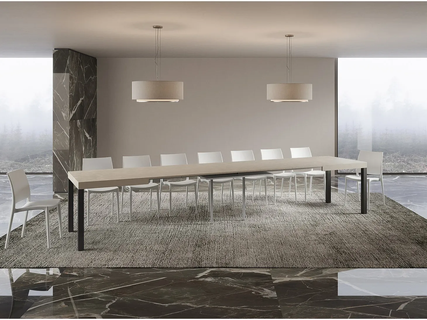 Mesa extensible 160/420x90 cm Everyday cachemira patas antracita