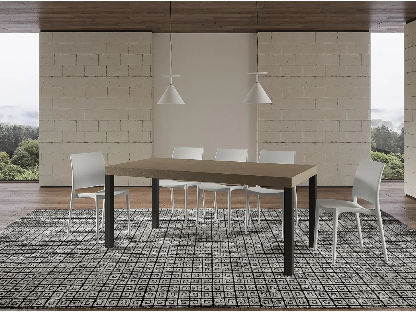 Mesa extensible 180/284x90 cm Everyday gris paloma patas antracita