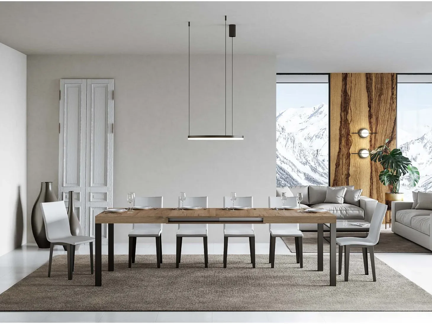 Mesa extensible 180/284x90 cm Everyday roble natural patas antracita