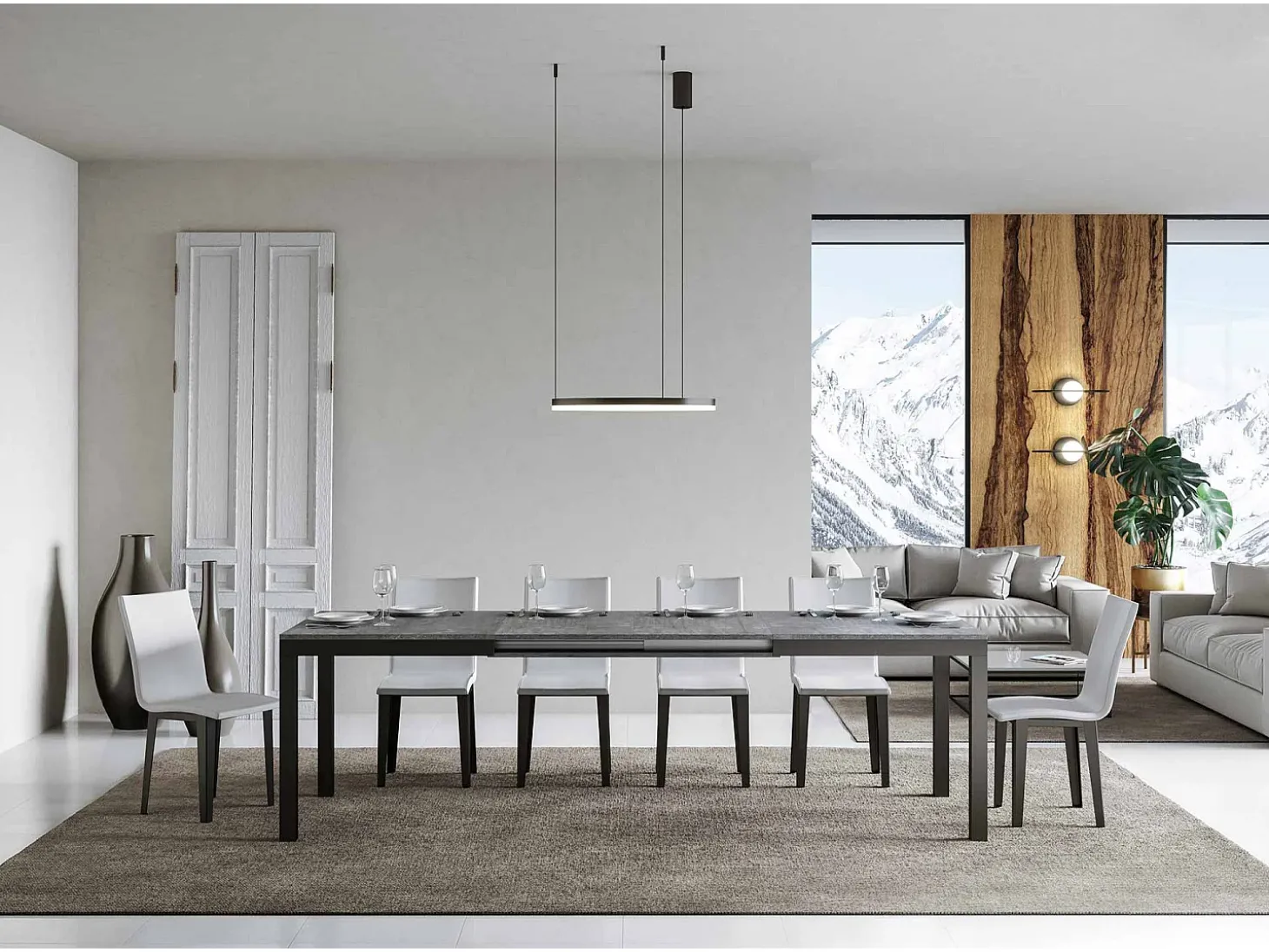 Mesa extensible 180/284x90 cm Everyday Evolution cemento estructura et patas antracita