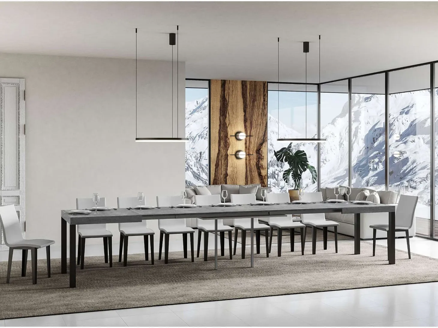 Mesa extensible 180/440x90 cm Everyday cemento patas antracita