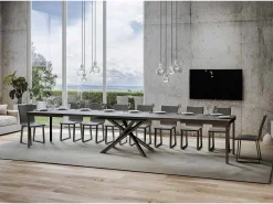 Mesa extensible 90x180/440 cm Famas Evolution Cemento estructura Antracita