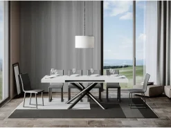 Mesa extensible 90x130/234 cm Famas Fresno Blanco estructura Antracita