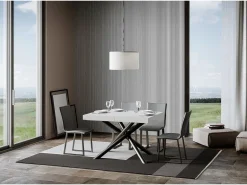 Mesa extensible 90x120/380 cm Famas Fresno Blanco patas Antracita