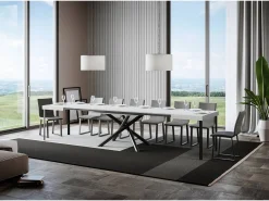 Mesa extensible 90x120/380 cm Famas Fresno Blanco patas Antracita