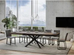 Mesa extensible 90x200/304 cm Famas Nogal estructura Antracita