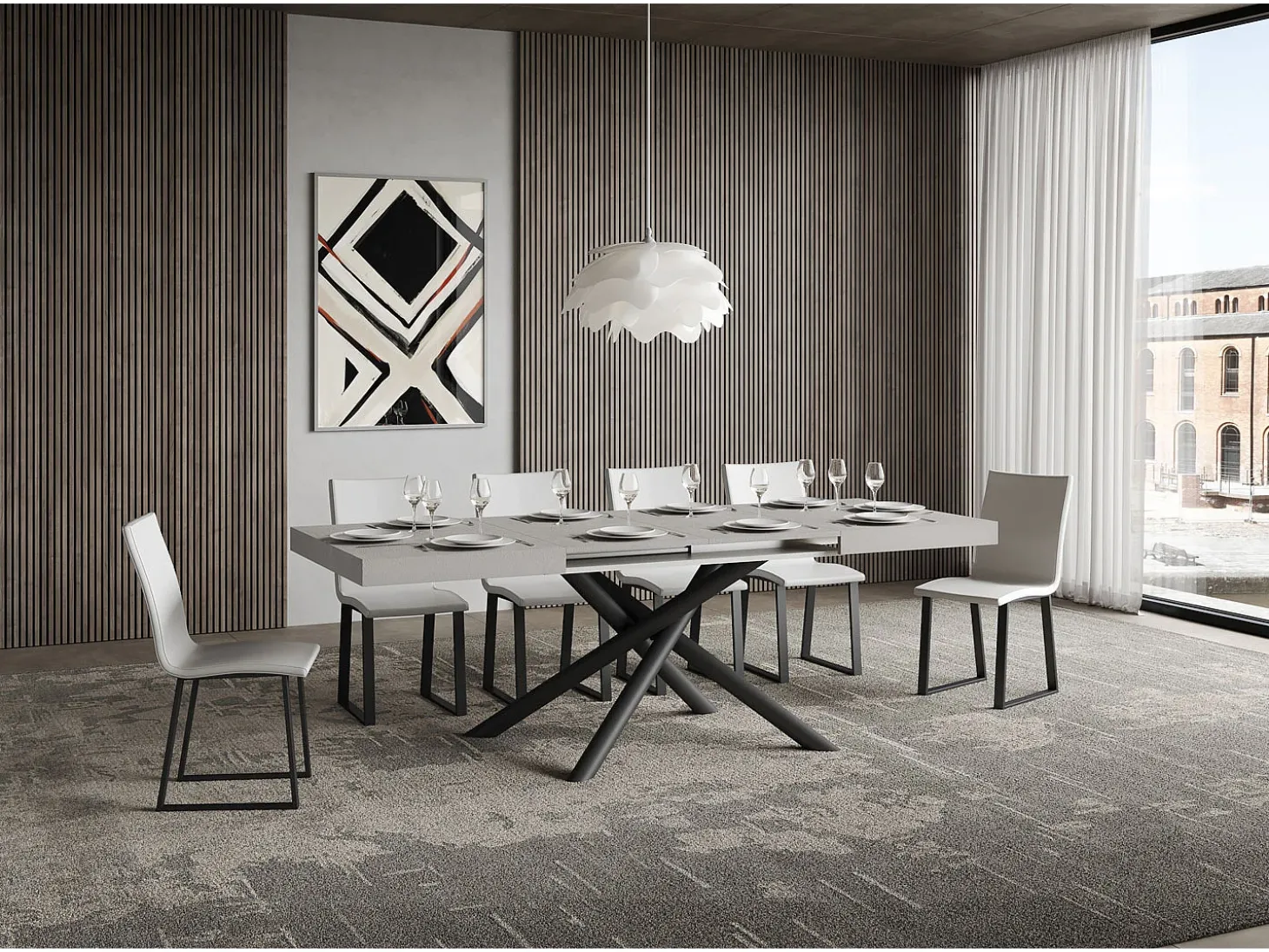 Mesa extensible 90x140/400 cm Famas Cachemira estructura Antracita