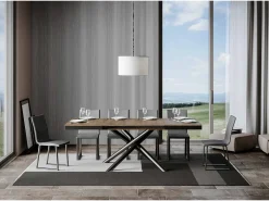 Mesa extensible 90x120/224 cm Famas Evolution Nogal estructura Antracita