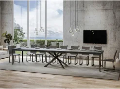Mesa extensible 90x180/440 cm Famas Premium Cemento estructura Antracita