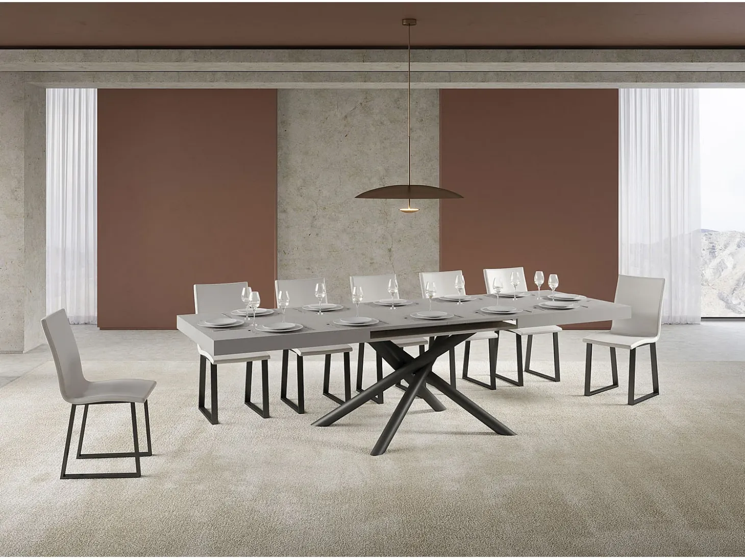 Mesa extensible 90x180/440 cm Famas Cachemira estructura Antracita