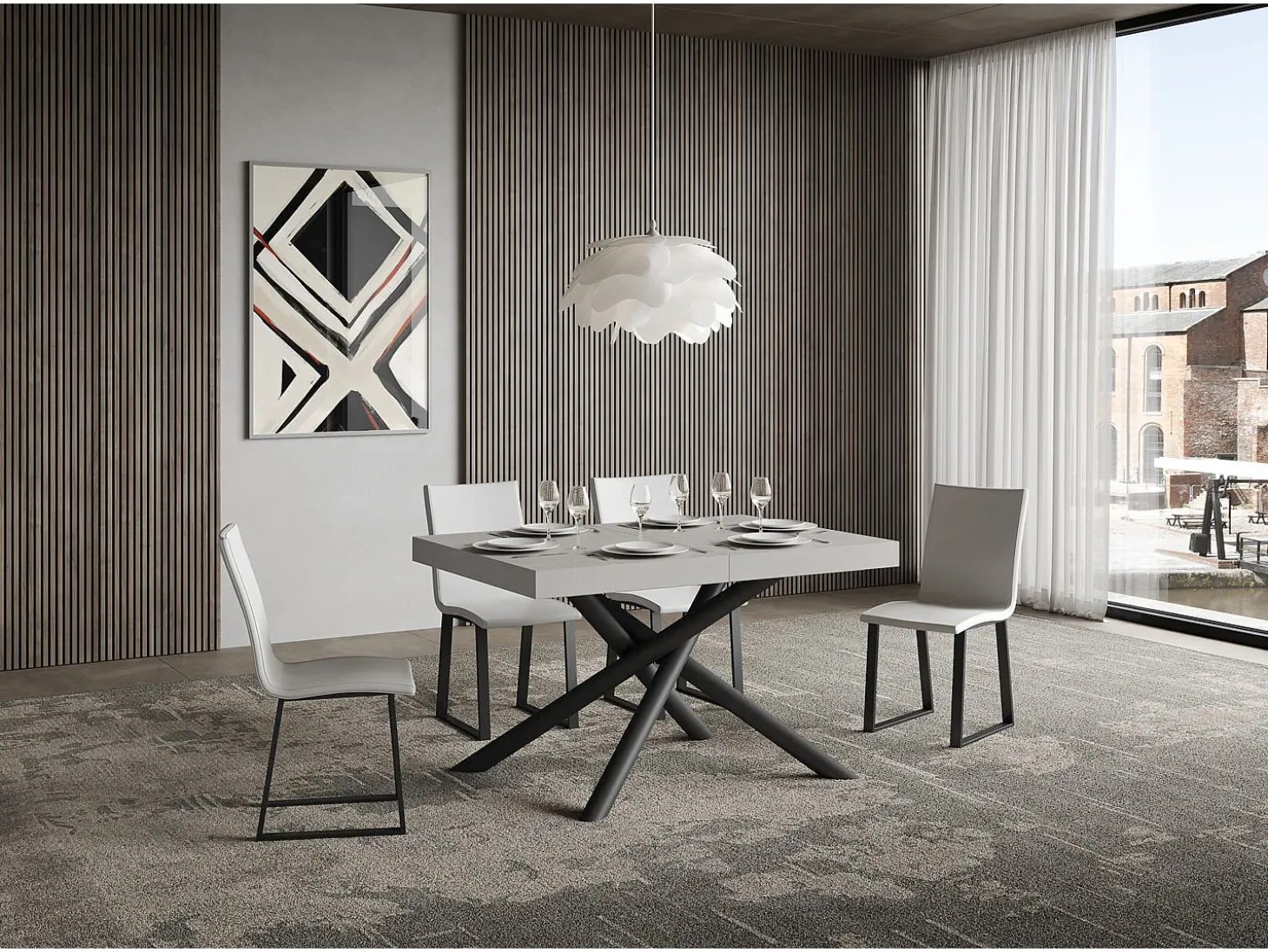 Mesa extensible 90x120/224 cm Famas Cachemira estructura Antracita