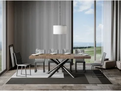 Mesa extensible 90x140/400 cm Famas Premium Nogal estructura Antracita