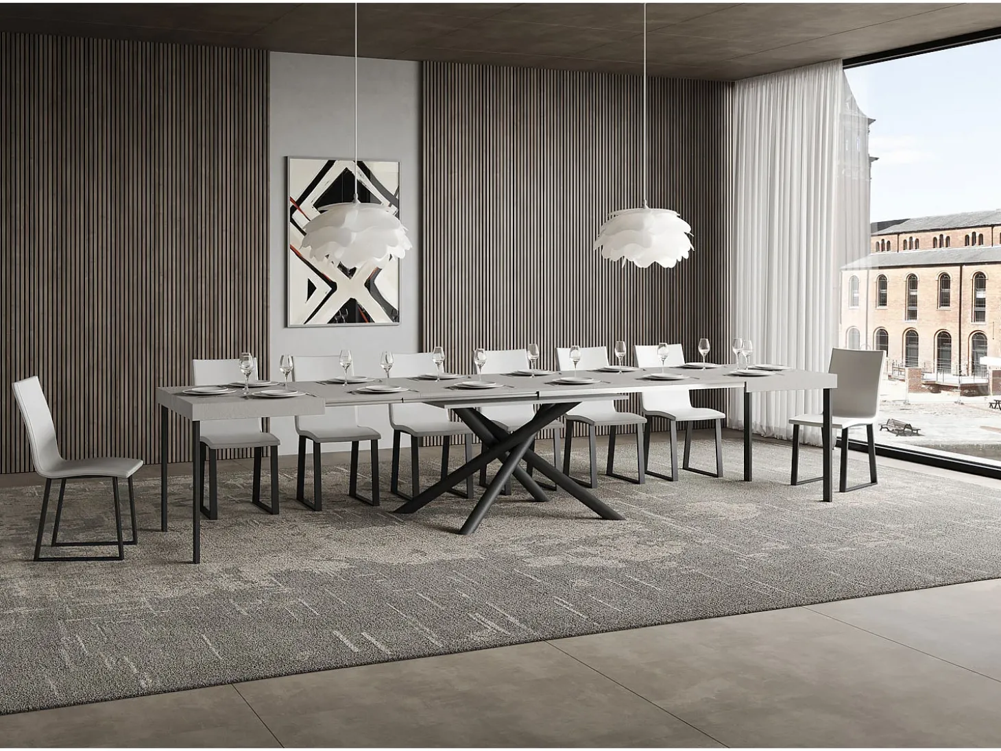 Mesa extensible 90x120/380 cm Famas Cachemira patas Antracita