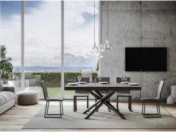 Mesa extensible 90x160/420 cm Famas Evolution Cemento estructura Antracita