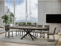 Mesa extensible 90x200/304 cm Famas Premium Nogal estructura Antracita