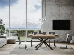 Mesa extensible 90x180/440 cm Famas Premium Roble Natural estructura Antracita