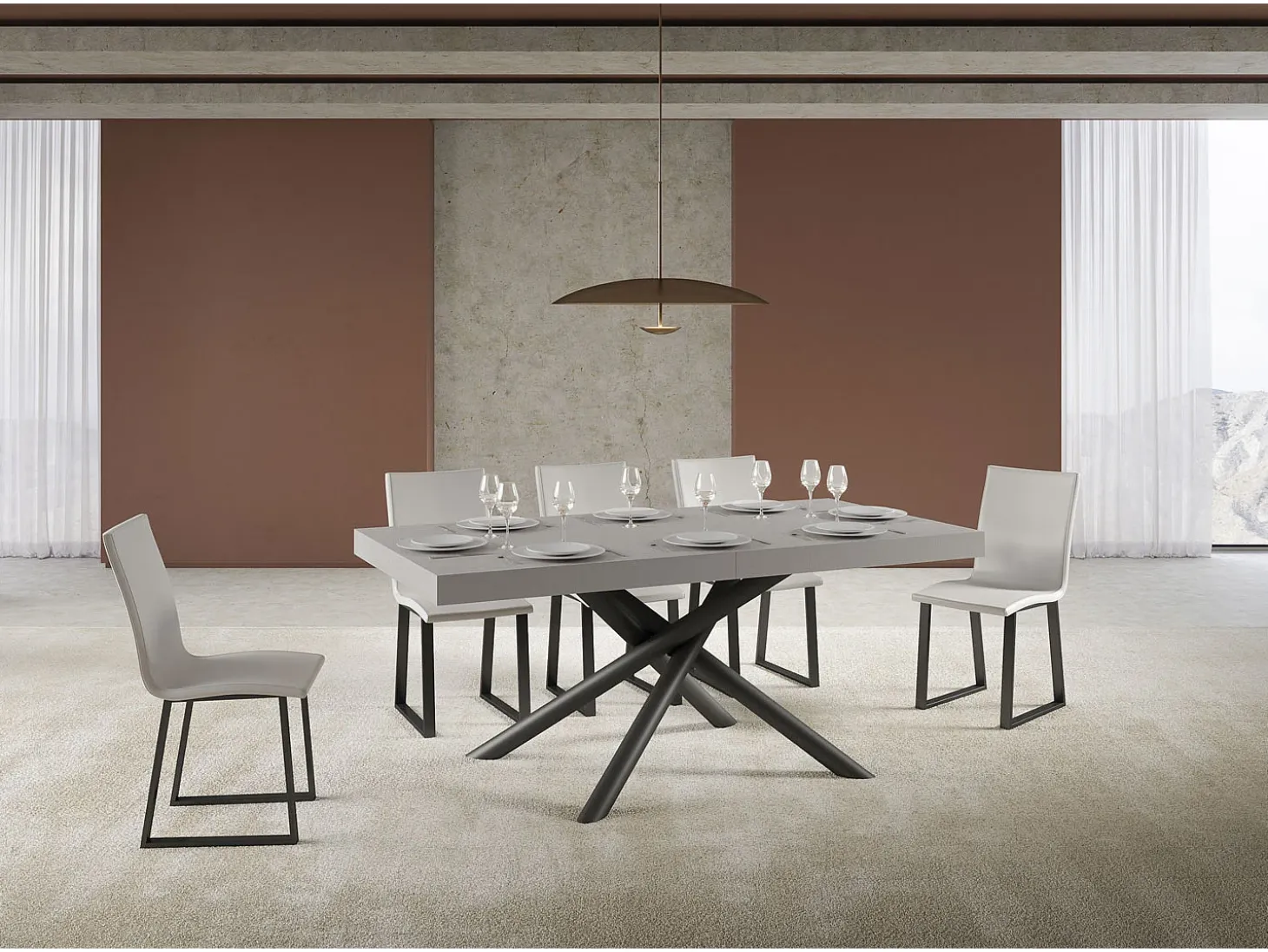 Mesa extensible 90x200/304 cm Famas Cachemira estructura Antracita