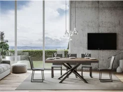 Mesa extensible 90x160/420 cm Famas Premium Nogal estructura Antracita
