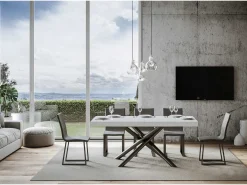 Mesa extensible 90x200/304 cm Famas Premium Fresno Blanco estructura Antracita