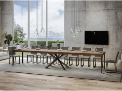 Mesa extensible 90x130/390 cm Famas Premium Roble Natural estructura Antracita