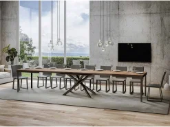 Mesa extensible 90x180/440 cm Famas Evolution Roble Natural estructura Antracita