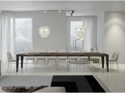 Mesa extensible 90x200/460 cm Flame Premium Nogal estructura Antracita