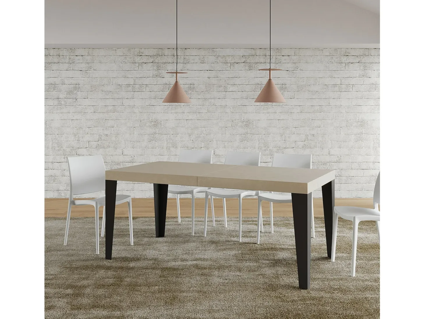 Mesa extensible 180/284x90 cm Flame cachemira patas antracita