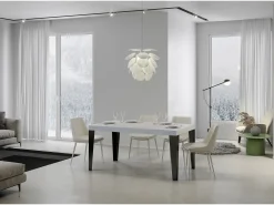 Mesa extensible 90x130/390 cm Flame Premium Fresno Blanco estructura Antracita