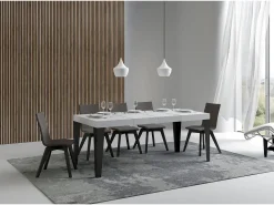 Mesa extensible 90x130/390 cm Flame Premium Fresno Blanco estructura Antracita