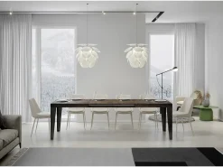 Mesa extensible 160/244x80 cm Flame nogal patas antracita