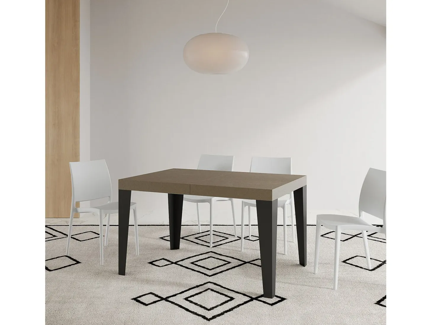 Mesa extensible 80x120/204 cm Flame Gris Paloma estructura Antracita