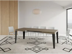 Mesa extensible 80x120/204 cm Flame Gris Paloma estructura Antracita