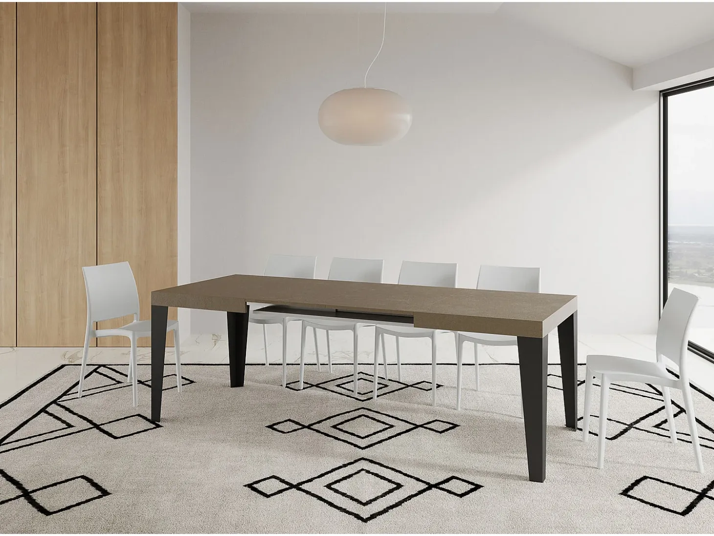 Mesa extensible 80x120/204 cm Flame Gris Paloma estructura Antracita