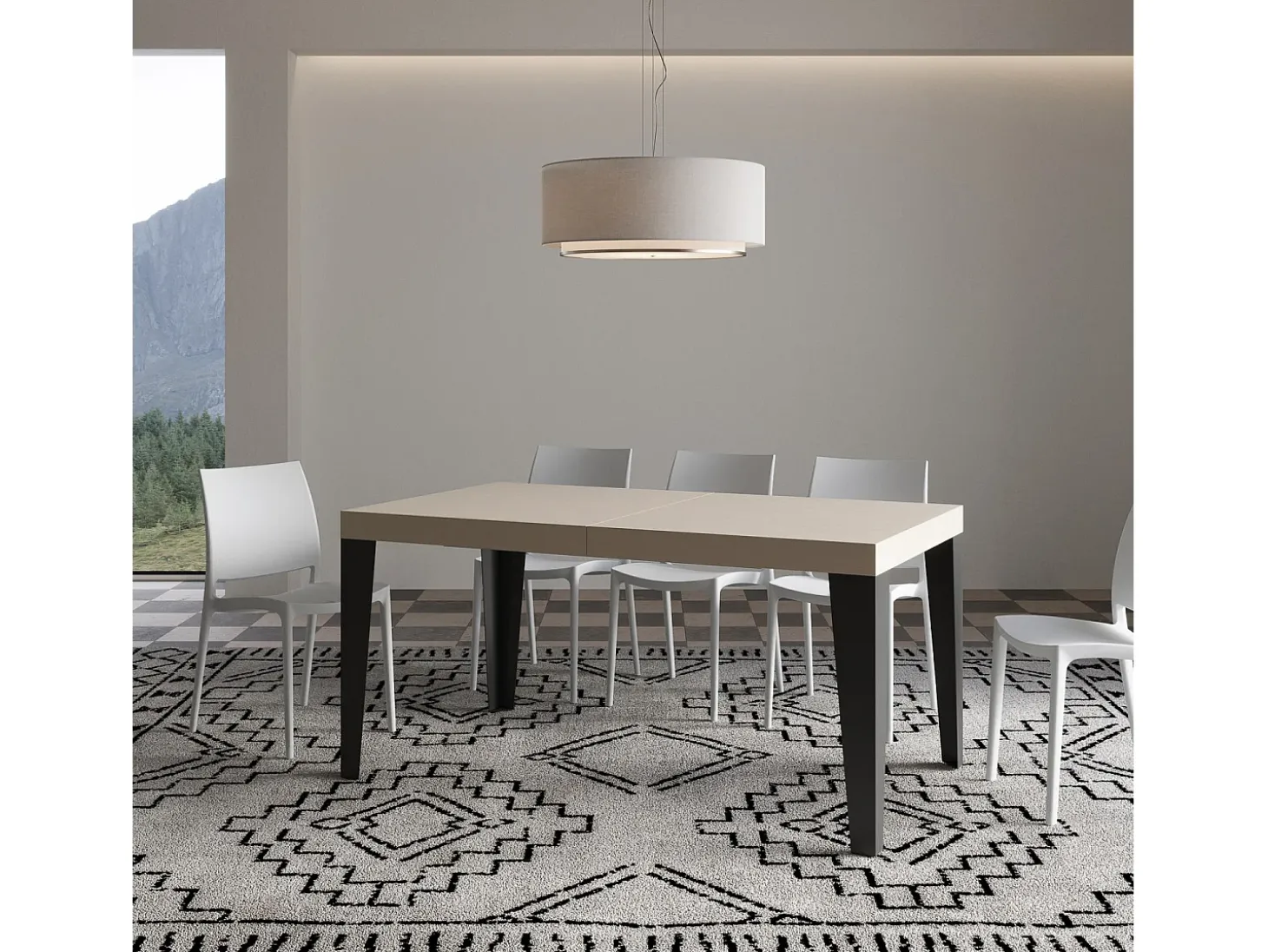 Mesa extensible 160/264x90 cm Flame cachemira patas antracita